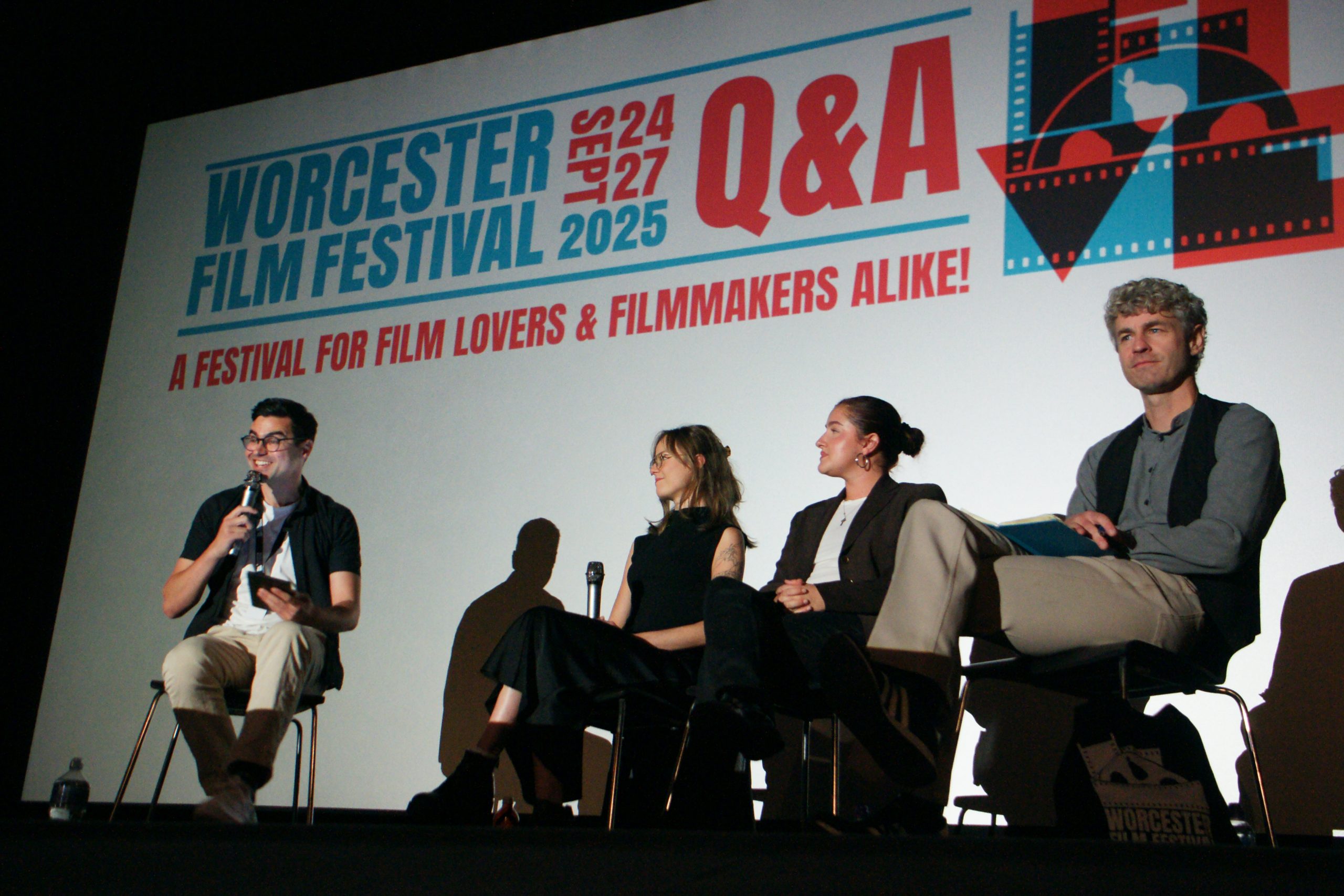 Managing Director of Glacé Media Marcus Johnson hosting a panel of film industry experts at Worcester Film Festival for a event and conference video. Photo taken by Luke Jenkins.